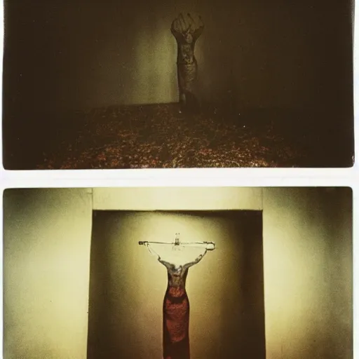 Image similar to photograph of occult ritual in government facility, annie liebovitz, fritz lang, and beksinski, cursed polaroid, color 3 5 mm