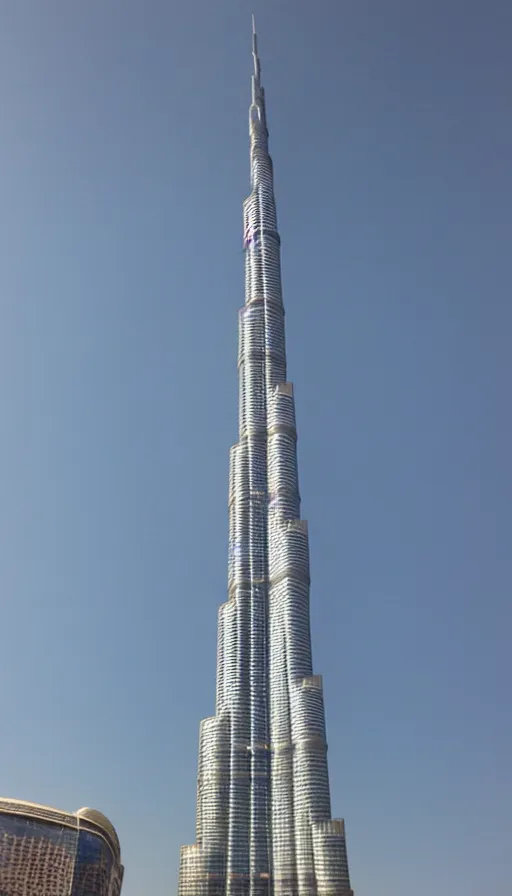 Image similar to the burj khalifa in paris. looking like the eiffel tower