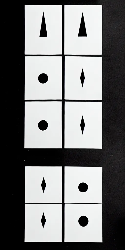 Image similar to minimal geometric tarot card by karl gerstner, black and white monochrome, bordered, centered, in frame, 8 k scan