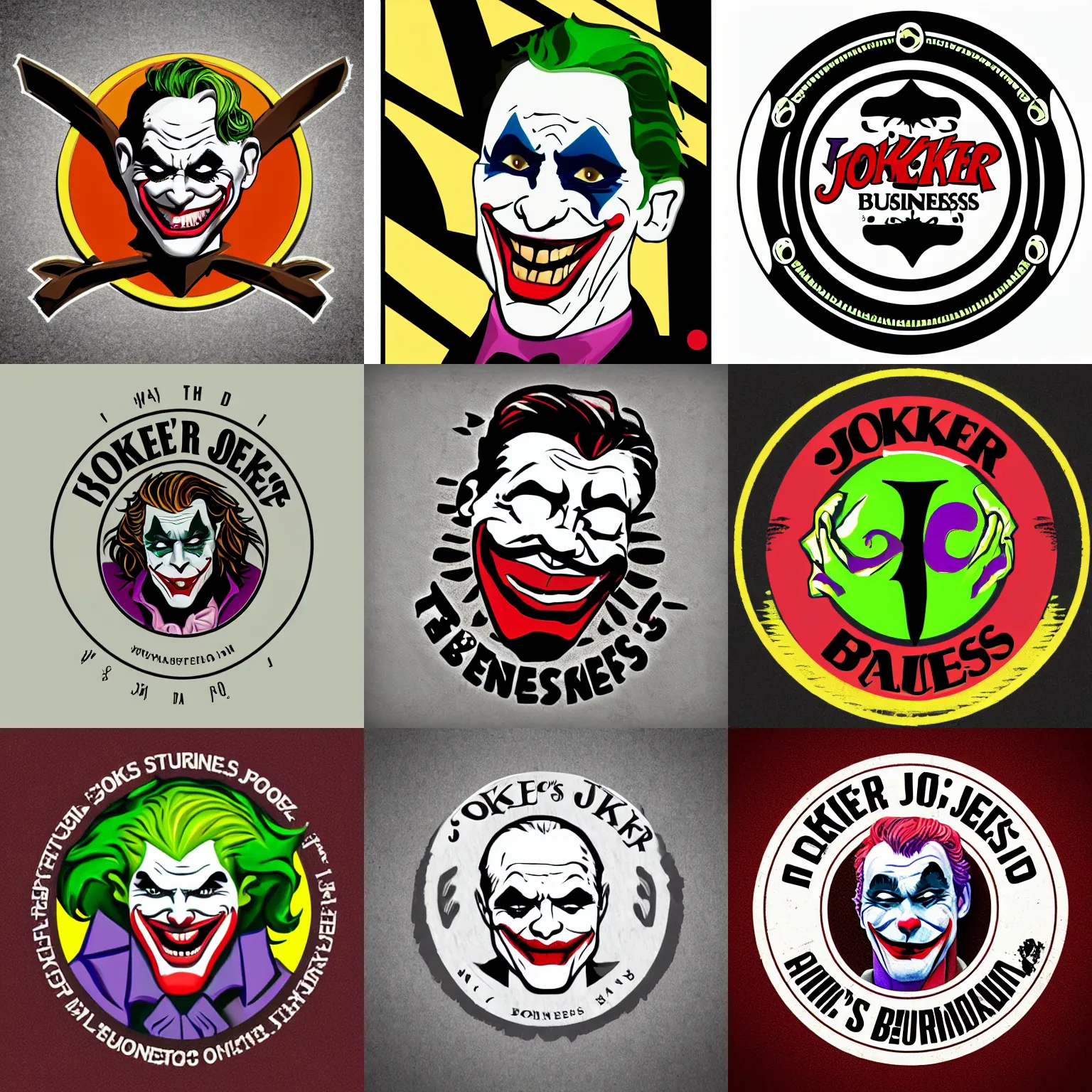 Prompt: logo for the joker's business