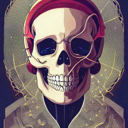 Image similar to anime manga skull portrait young man skeleton, astronaut space, intricate, elegant, highly detailed, digital art, ffffound, art by JC Leyendecker and sachin teng