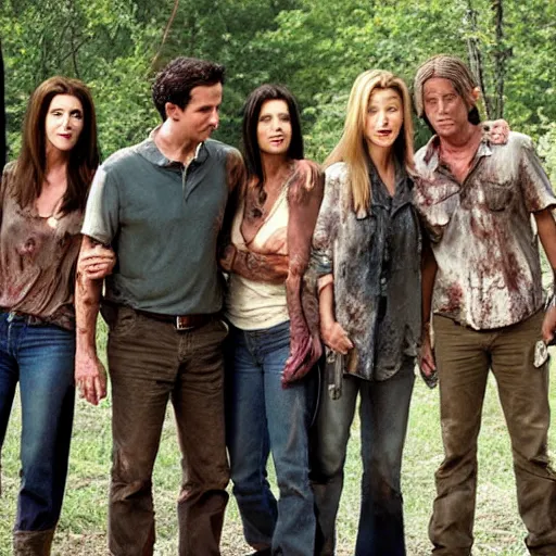 Prompt: cast of friends appearing in the walking dead