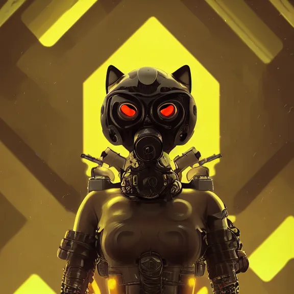 Prompt: machine cat the assassin with black gas mask, cute, love death & robots, headshot, cyberpunk, unreal engine, highly detailed, c 4 d, houdini, smooth lines, dark background, cinematic lighting, 8 k, artstation, concept art, sharp focus, illustration, aesthetic