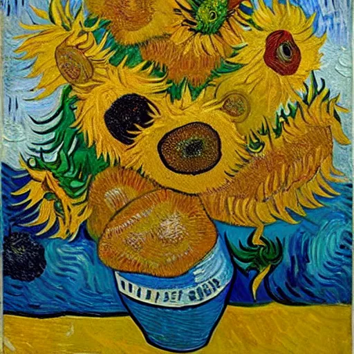 Image similar to sunflowers in the style of van gogh