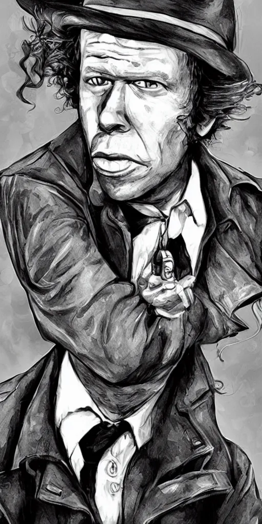 Prompt: tom waits in the style of GTA