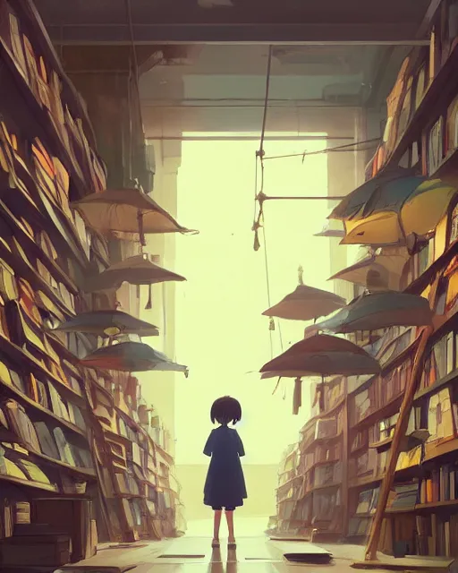 Image similar to book shop, detailed, cory loftis, james gilleard, atey ghailan, makoto shinkai, goro fujita, studio ghibli, rim light, exquisite lighting, clear focus, very coherent, plain background, soft painting