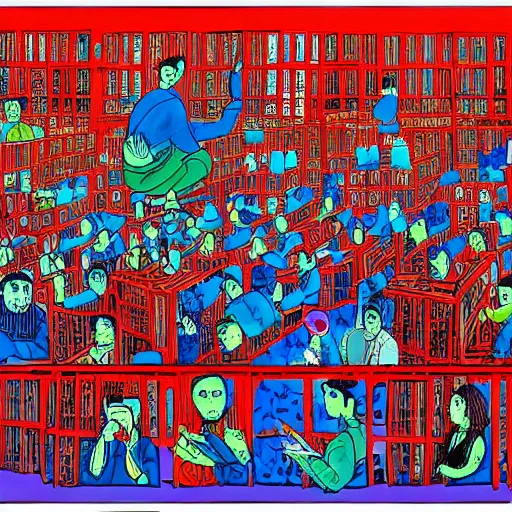 Image similar to uyghurs behind bars, in the style of daniel johnston and outsider art, 4k, overlaid with chinese text