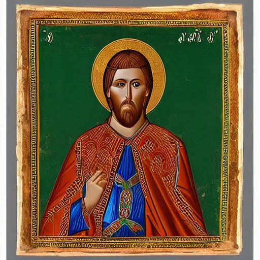 Image similar to A detailed portrait of a byzantine Basileus, 7th century byzantine iconography, historical