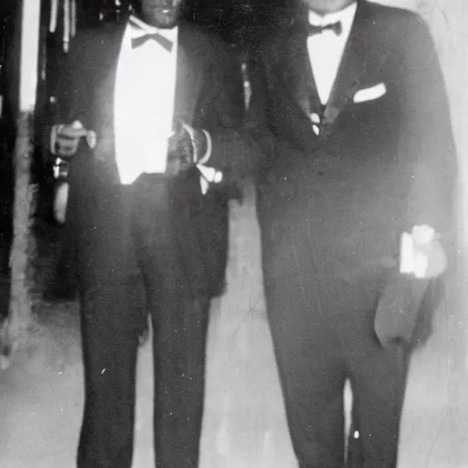 Image similar to vintage photo of a black man wearing a black suit in rio de janeiro