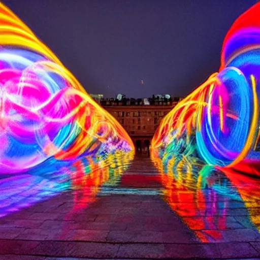 Image similar to painting with light, magnificent lights show