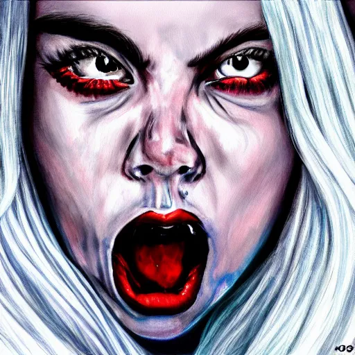 Prompt: Billie Eilish scary painting very detailed 4K