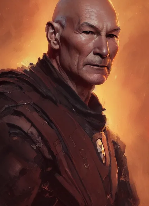 Image similar to Portrait of Patrick Stewart, marvel comics, dark, intricate, highly detailed, smooth, artstation, digital illustration by Ruan Jia and Mandy Jurgens and Artgerm and Wayne Barlowe and Greg Rutkowski and Frank Frazetta