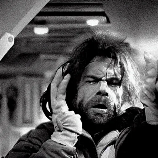 Prompt: Nobody... nobody trusts anybody now, and we're all very tired, still from John Carpenter’s The Thing (1982)