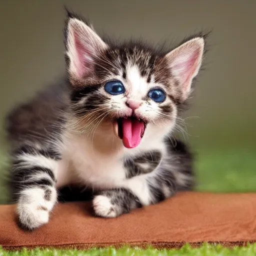 Image similar to kitten with its tongue out