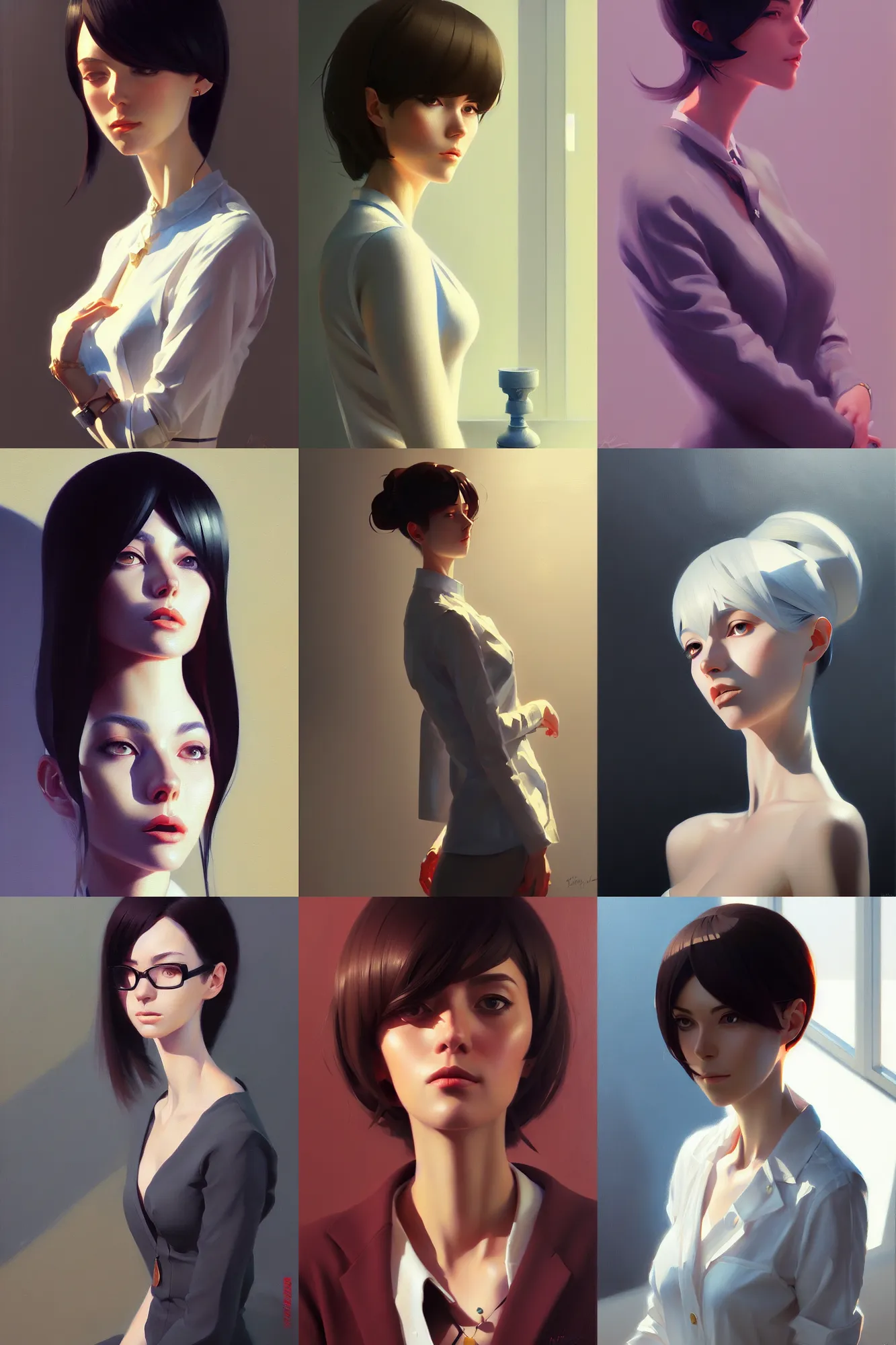 Prompt: very coherent, an ultradetailed beautiful painting of a stylish architect woman, oil painting, by ilya kuvshinov, greg rutkowski and makoto shinkai, artstation