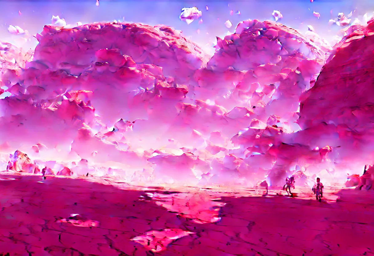 Image similar to arid planet, pink intricate oil painting, high detail illustration, sharp high detail, manga and anime 1 9 9 9, official fanart behance hd artstation by jesper ejsing and makoto shinkai, 4 k