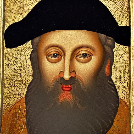 Image similar to lubavitcher rebbe, byzantine icon, highly detailed