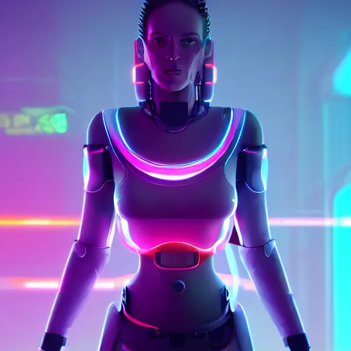 Prompt: female cyberpunk android in the style of beeple, neon lights, futuristic, 8 k resolution, trending on artstation, cg society, award winning