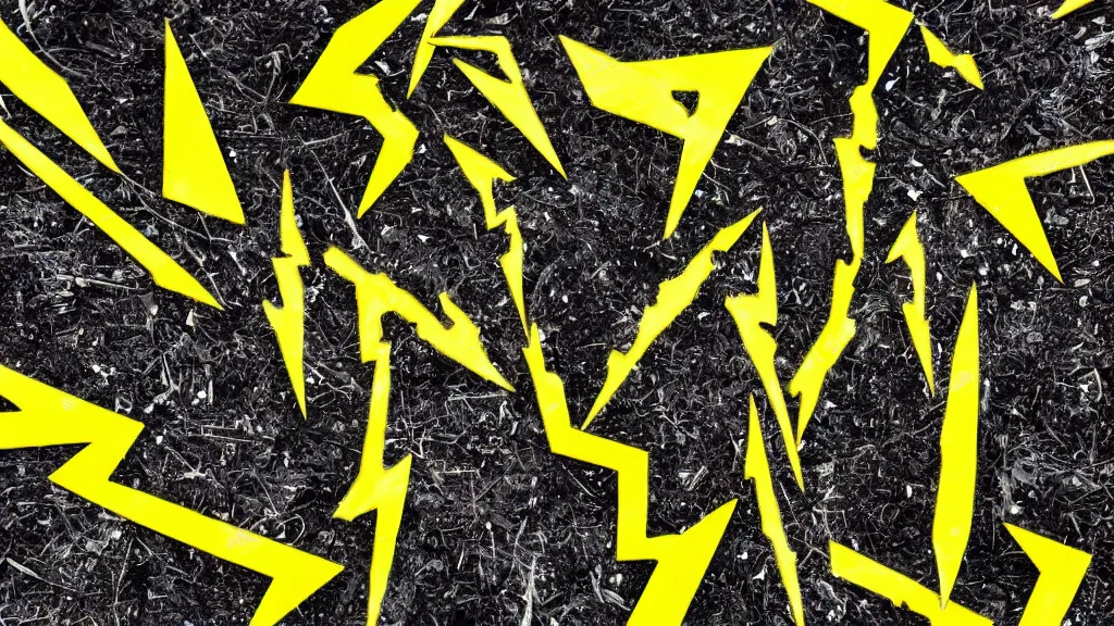 Prompt: monochrome yellow inquisitive lightning bolt debris