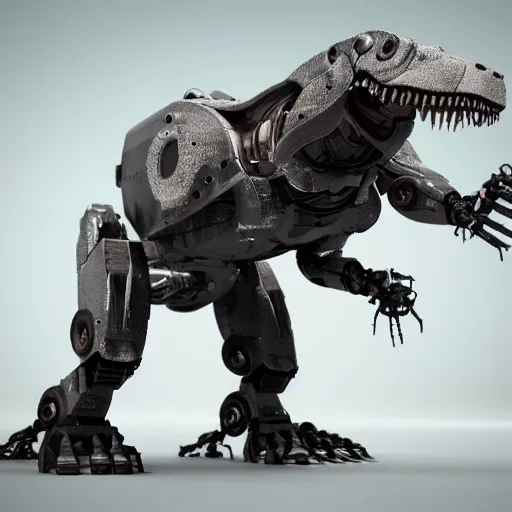 Image similar to a robot similar to a t-rex, octane render, 3D