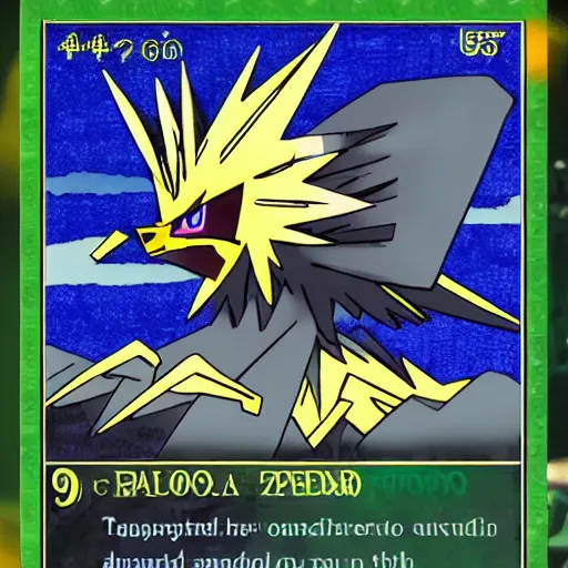 Image similar to zapdos サンダー Thunder Zapdos Zapdos https://archives.bulbagarden.net/media/upload/thumb/e/e3/145Zapdos.png/1200px-145Zapdos.png