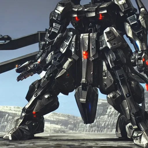 Image similar to cinematic still from ps 5 armoredcore 6 and westworld, close shot of slim ornate armored core by fujioka kenki and by mamoru nagano,