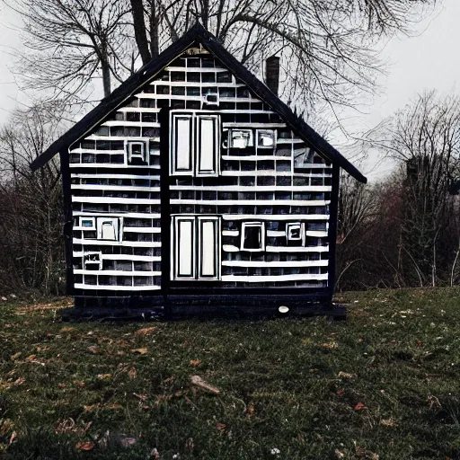 Prompt: ”house built from modular synth modules”