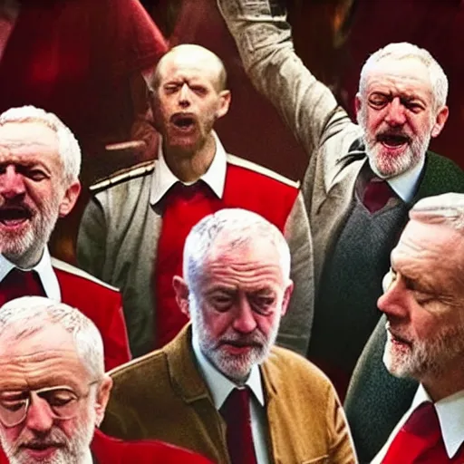 Image similar to Jeremy Corbyn as the King of Jam, epic, photorealistic, vast, incredible detail, sharp, movie still,