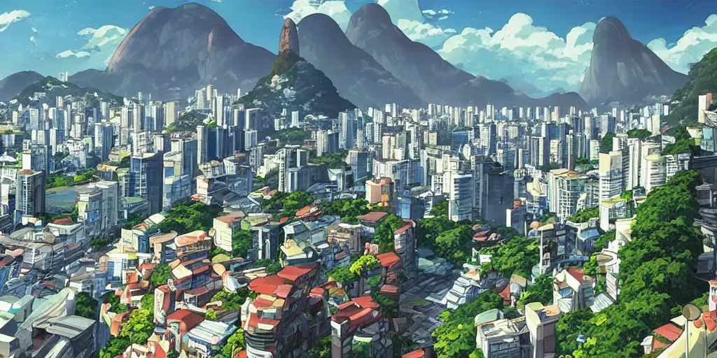 Prompt: rio de janeiro in an anime film, directed by makoto shinkai, street level, cinematic
