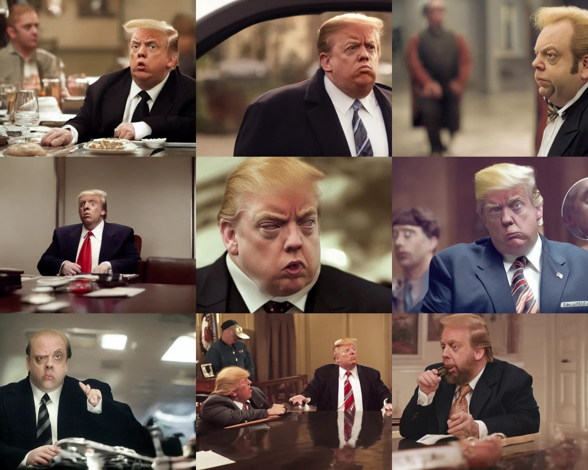 Prompt: paul giamatti portrays donald trump, still from the sopranos ( 2 0 0 4 ), cinematic