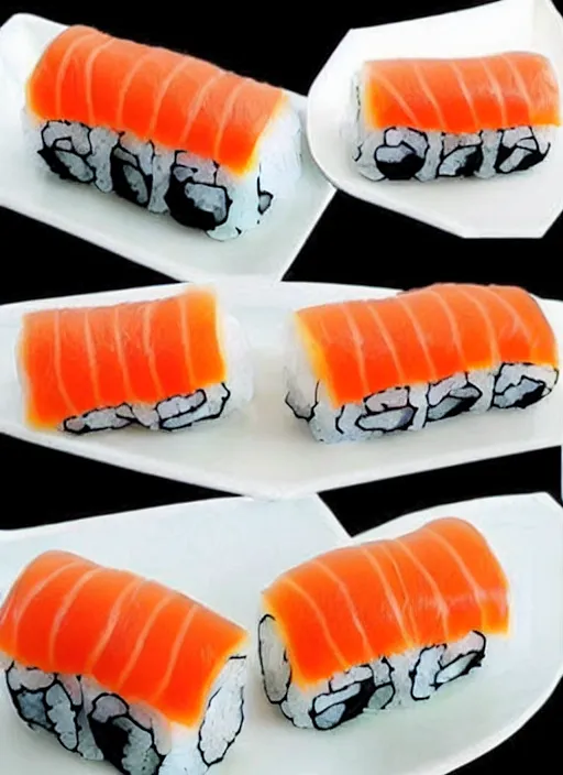 Image similar to clear photorealistic picture of adorable cats made out of sushi