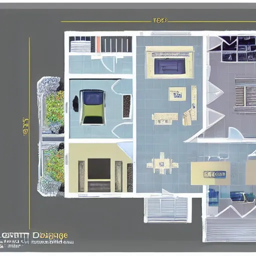 Prompt: A blueprint design for a 2090 house