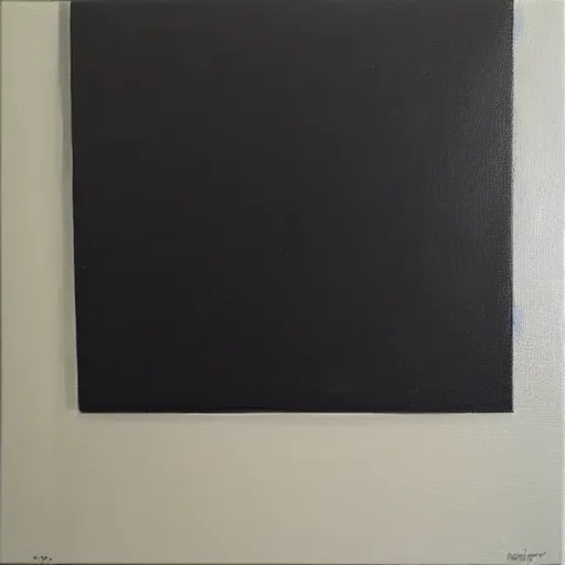 Image similar to oil painting, black square on center of white canvas