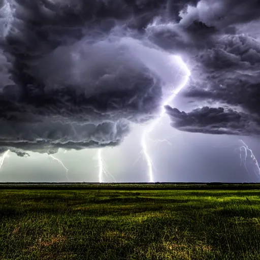 Prompt: Photorealistic photograph of thunderstorm by Suzi Eszterhas, photorealism, photorealistic, realism, real, highly detailed, ultra detailed, detailed, f/2.8L Canon EF IS lens, Canon EOS-1D Mark II, Wildlife Photographer of the Year, Pulitzer Prize for Photography, 8k