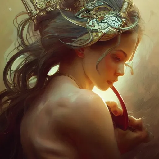 Image similar to a strange blowing horn, d & d, fantasy, intricate, elegant, highly detailed, digital painting, artstation, concept art, smooth, sharp focus, illustration, art by artgerm and greg rutkowski and alphonse mucha