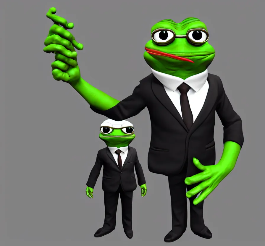Prompt: pepe in business suit, unreal engine, artstation