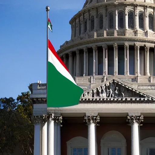 Prompt: mexican flag placed in the capitol