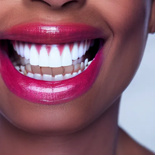 Prompt: beautiful smile, bright white teeth, toothpaste - smile, mouth only, stock photo, high resolution, 4 k