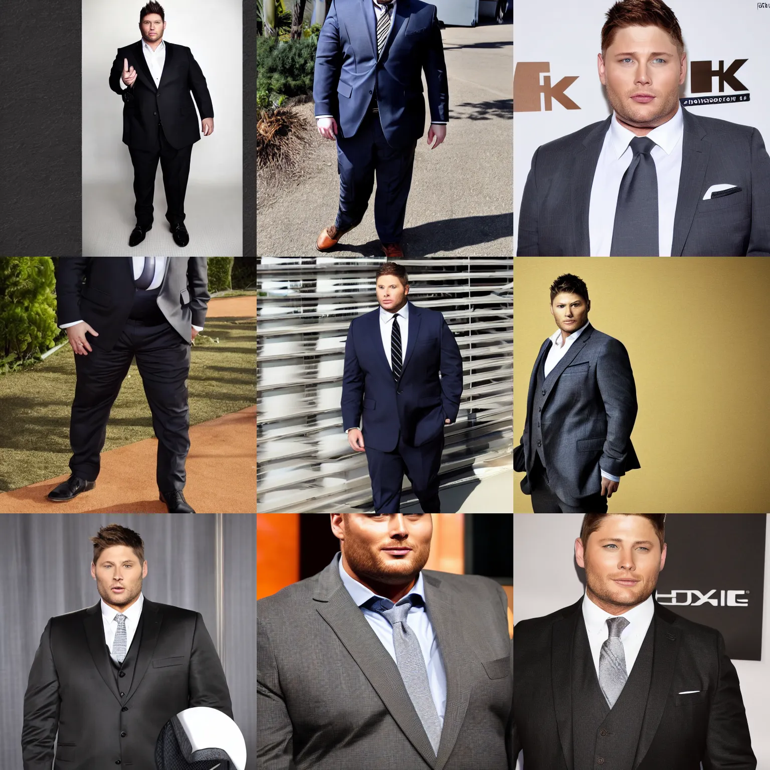 Prompt: fat jensen ackles wearing a suit, 4 k hd