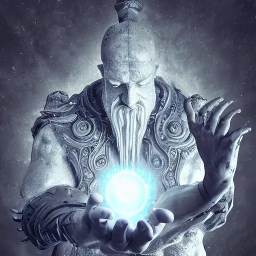 Image similar to a god holding a planet, 8K resolution, HDR, soft focus, macro photography, digital art, ambient occlusion, gothic art, hyperdetailed, Unreal Engine, ethereal, dynamic lighting, stunning visuals, creative, trending on art station, ultra detailed