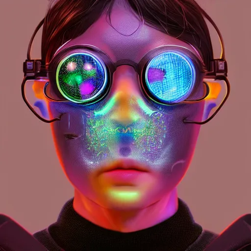 Prompt: highly detailed futuristic Apple iGlass computer glasses on face of human, cyberpunk, hand tracking, concept art, character art, studio lightning, bright colors, intricate, masterpiece, photorealistic, hyperrealistic, sharp focus, high contrast, Artstation HQ, DeviantArt trending, 8k UHD, Unreal Engine 5