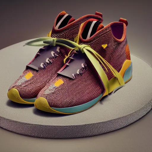 Prompt: Ultra detailed sneakers designed by Wes Anderson, superresolution, HDR, futuristic sneakers