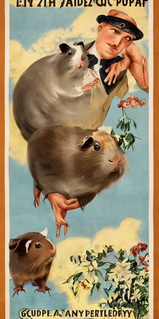 Image similar to a 1 9 2 0 s poster advertising guinea pigs