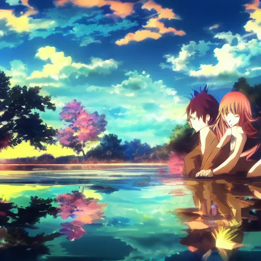 Prompt: anime, reflection, water, hd anime 4k wallpapers
