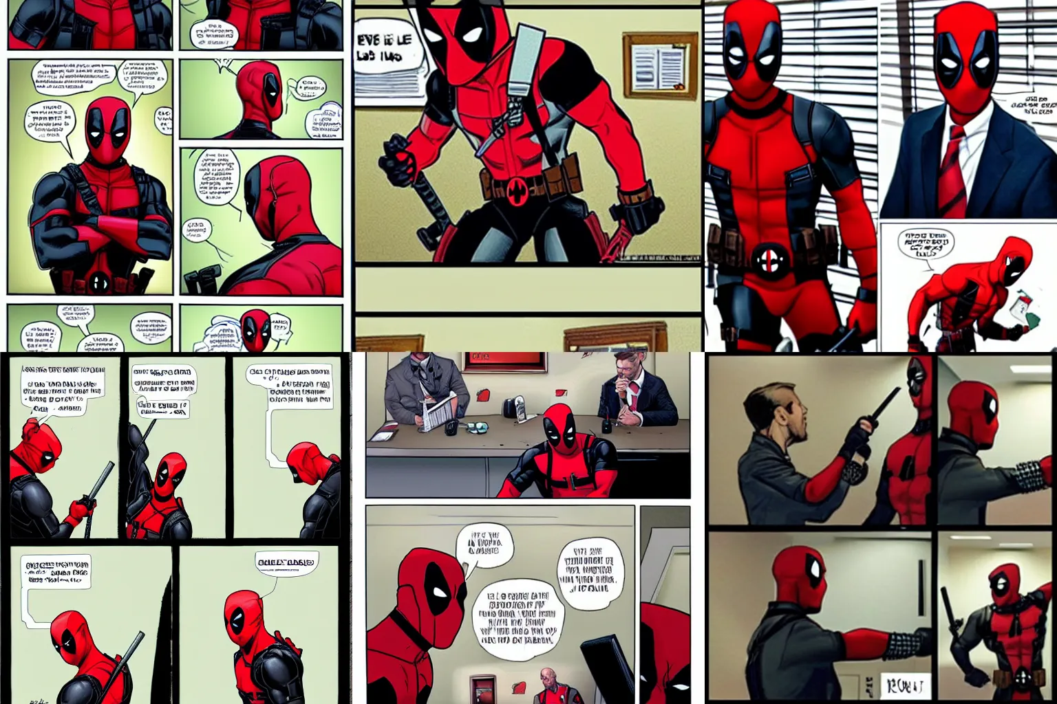 Prompt: Deadpool gets and office job