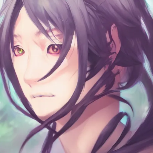 Prompt: headshot portrait of Wei Wuxian, anime character art, beautiful detail, extreme detail, artstationhd, NIXEU, WLOP, long hair, black hair, official artwork, trending on artstation