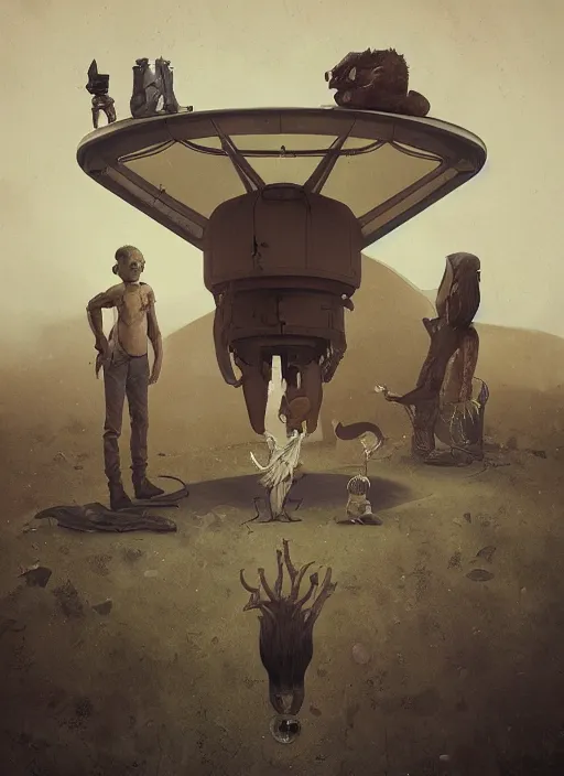 Prompt: nikolina petolas, michael parkes, michal karcz, aykut aydogdu, artem chebokha, alexander jansson, allen williams, anja millen, simon stalenhag, adam paquette