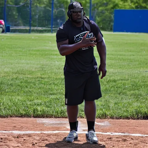 Prompt: The Predator coaching a little league team in a championship game