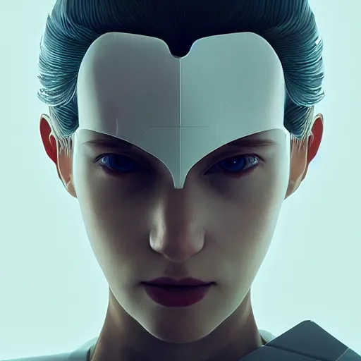 Image similar to white one cast futuristic biomechanic future human, female head, cyberpunk, 8 k, digital painting, by beeple and makoto shinkai, trending on cg society