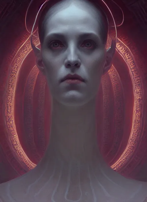 Image similar to symmetry!! stunning portrait of a victorian era person, lovecraftian horror, gothic horror, cinematic lighting, digital art, winning award masterpiece, fantastically beautiful, aesthetically inspired by wayne barlowe and gerald brom, trending on artstation, art by greg rutkowski, octane render, 8 k